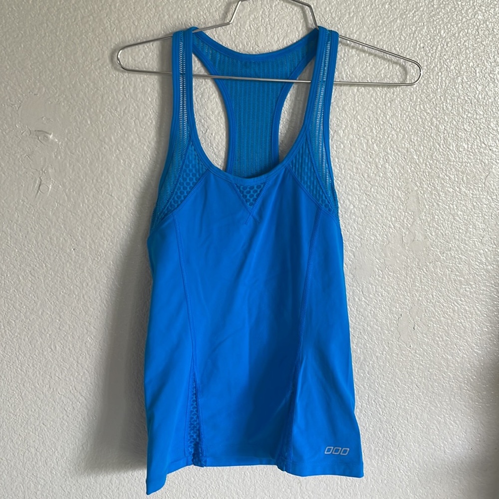 Blue Lorna Jane tank with mesh vents